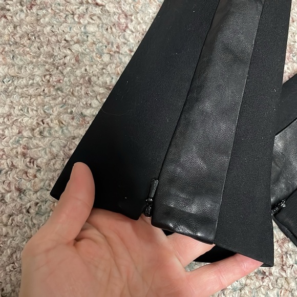 Danier Black Pants with Leather Trim and size ankle slits - Picture 2 of 9